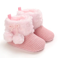 Baby Autumn/Winter Pink Snow Boots 0-18M Girl Baby Warm Cotton Shoes Solid Color First Walking Shoes Children's Shoes Good Vibrations