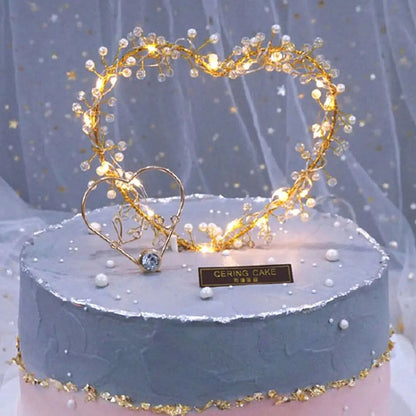 Heart Shape LED Pearl Cake Toppers Baby Happy Birthday Cupcakes Party Decoration Cake Decorating Tool Good Vibrations