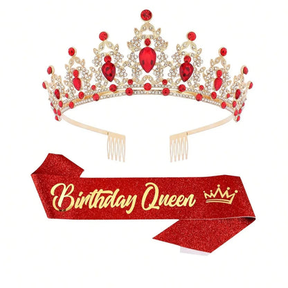 Birthday Crown and Birthday Queen Sash Birthday Girl Princess Birthday Party Decorations Happy Birthday for Party Birthday Gifts Good Vibrations