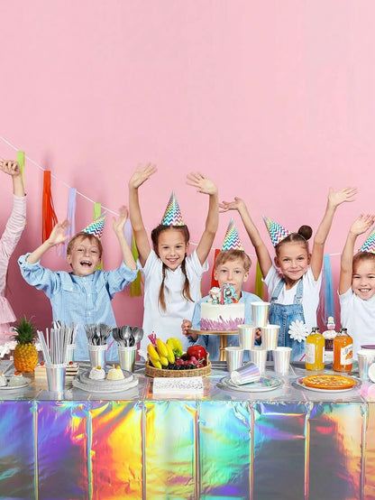 Rainbow Party Supplies Decorations, Holographic Paper Plates and Napkins Set for Birthday Wedding Holiday Party, Christmas Good Vibrations