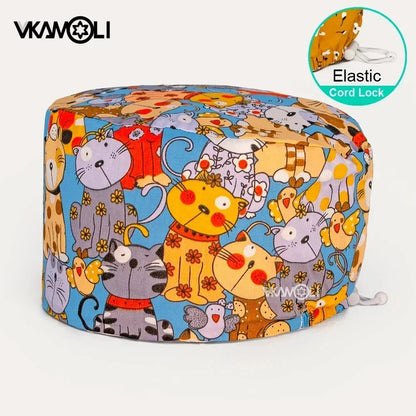 Surgical hats with various prints of rabbits dogs animals designed as hair care hats for doctors and nurses scrub hat Good Vibrations