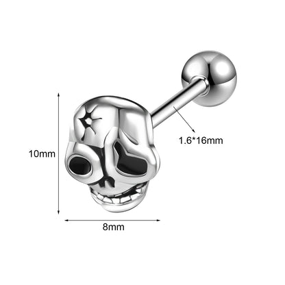 ZS 1Piece 14G Oil Luminescence Tongue Piercing Rings Stainless Steel Tongue Stud Skull Star Studs Earrings BCR Piercings Jewelry Good Vibrations Adult Super Store