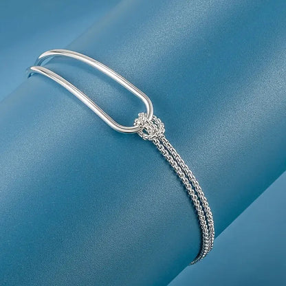 New S925 Silver Minimalist Geometric Collage Bracelet Women's Jewelry Exquisite and Elegant for Birthday and Christmas Gifts Good Vibrations