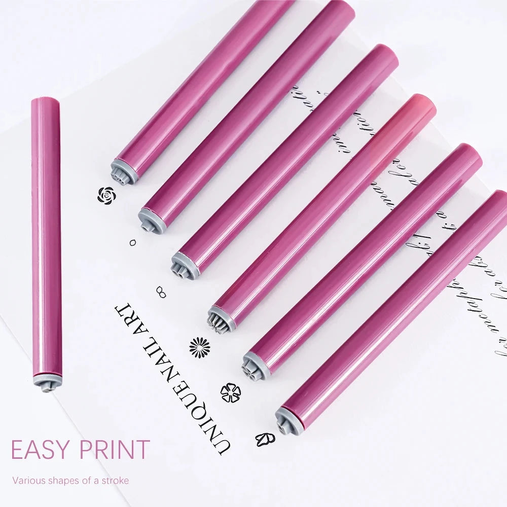 Nail Art Flower Stamp Pens Set 4/6/10pcs DIY Graffiti Nail Stamper Kit Handicraft Pink Stamping Pen Nail Dotting Tools 12cm Good Vibrations