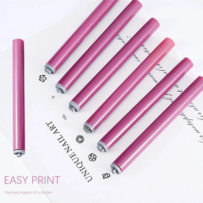 Nail Art Flower Stamp Pens Set 4/6/10pcs DIY Graffiti Nail Stamper Kit Handicraft Pink Stamping Pen Nail Dotting Tools 12cm Good Vibrations