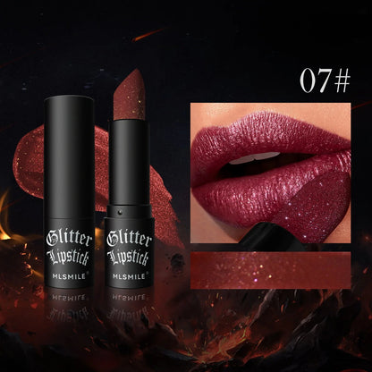 Waterproof Glitter Lipsticks Punk Style Nude Matte Not Fading Pearlescent Sexy Red Pink Velvet Lipsticks Lips Makeup Cosmetic Good Vibrations