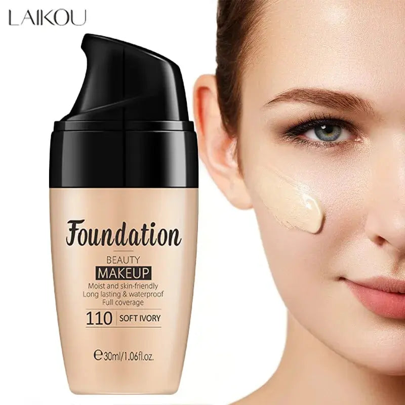 LAIKOU Liquid Foundation Moisturizing Long Lasting Face Comestics Natural Brighten Face Base Tone Make Up 30ml Good Vibrations