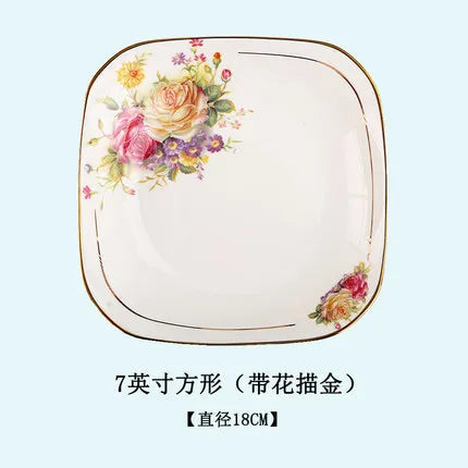 7-inch square expensive plate bone china ceramic tableware square deep plate steamed dish healthy ceramic food plate Good Vibrations