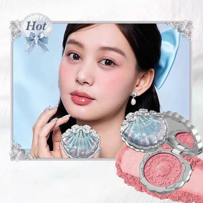 Flower Knows Pearl Shell Shape Velvet Embossed Blush Matte Finish Buildable Blendable Powder Blush For Cheeks For All Skin Tones Good Vibrations