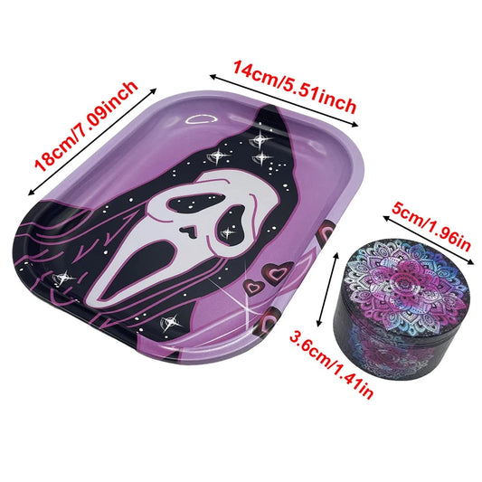 Metal 18X14CM Metal Rolling Maker Tray Kit with 2inch 50MM Smoke Herb Grinder Tobacco Set Spice Herb Tool Gift Good Vibrations Adult Super Store
