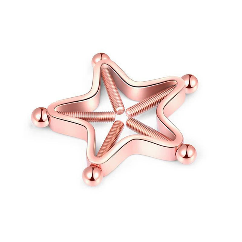 [Y]1Pc Stainless Steel Adjustable Nipple Rings For Women, Star Shaped Clip On Nipple Ring Fake Nipple Piercing Jewelry Good Vibrations