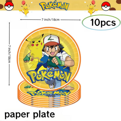 Pokemon Birthday Party Decorations Pikachu DIY Sticker Tableware Plate Tablecloth Baby Shower Kids Favors Gifts Party Supplies Good Vibrations