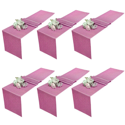 6PCS Party Light Purple Sequin Table runner Tablecloth Glitter Sparkly Shimmer Christmas Birthday Event Wedding Table Decor Good Vibrations