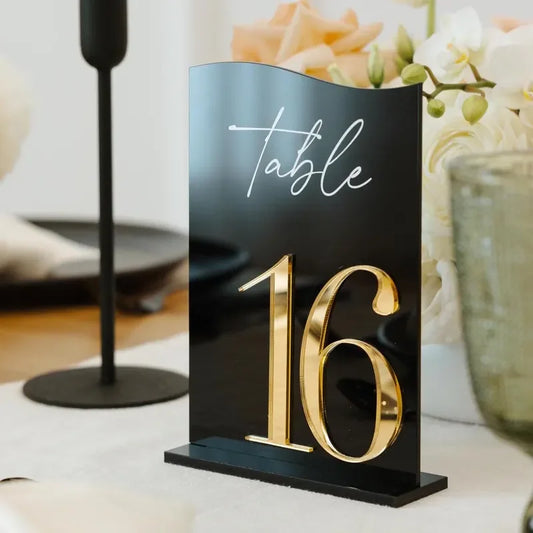 Wedding Table Numbers White Acrylic 3D Gold Mirror Table Numbers with Stands Wedding Table Decor Wedding Reception Good Vibrations