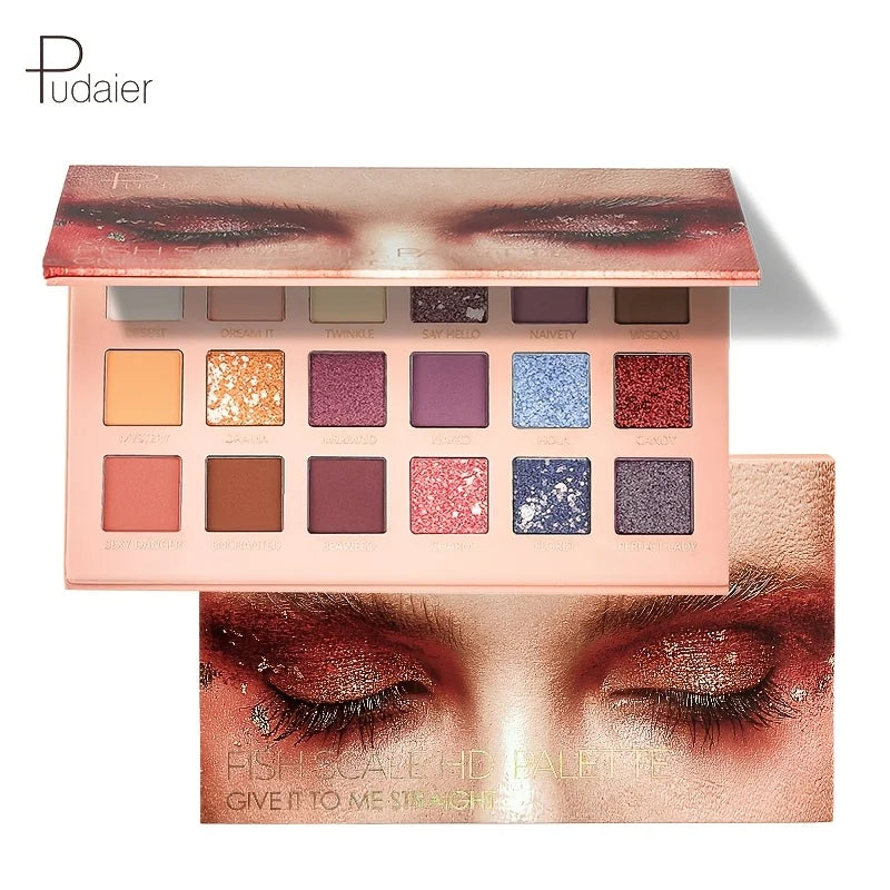 pudaier 18-Color Eyeshadow Palette - Matte, Pearlescent Shimmer & Metallic Finish - Long-Lasting Everyday & Evening Makeup Good Vibrations