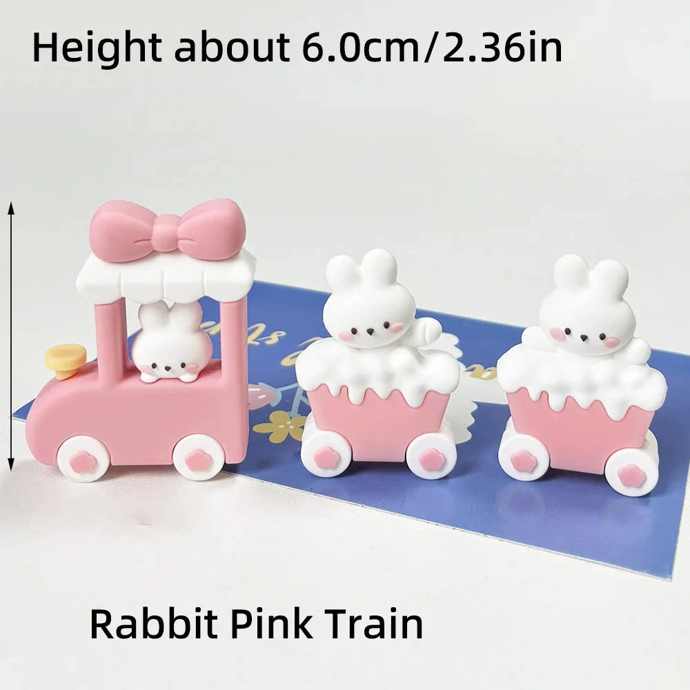 Bunny Train Cake Topper Pink Rabbit Girls Theme Decoration Princess Girl's Years Old Cake Kids Happy 1st Birthday Party Supplies Good Vibrations