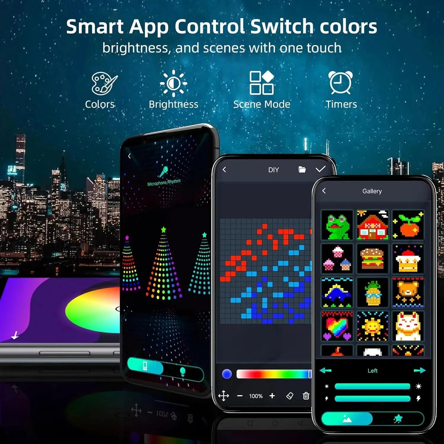 Smart Christmas Tree Lights with Star Topper, Music Sync Outside String Lamps with Remote & APP Controlled for Yard Display Good Vibrations