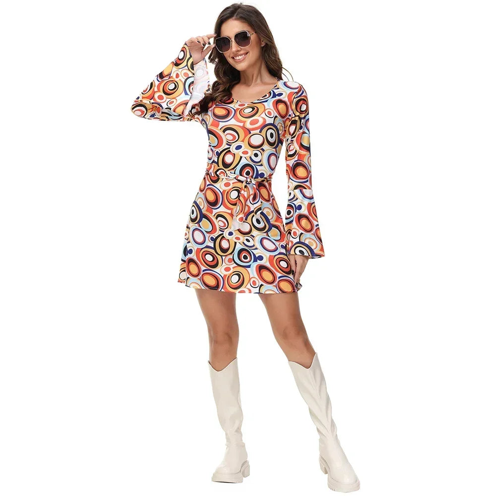 Halloween Party Disco Adult Couples Hippie Costumes Women Male 70s 80s Rock Disco Cosplay Outfits Dance Fantasia Costume Good Vibrations
