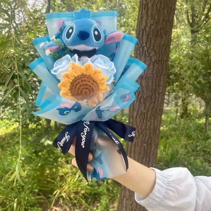 Cartoon Anime Stitch Plush Bouquet Doll Toys Stuffed Animals Creative Handmade Bouquets Birthday Christmas Valentine Gifts Good Vibrations