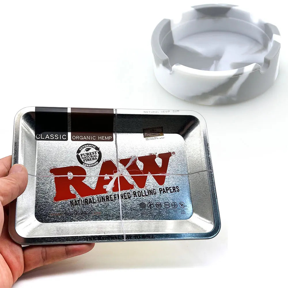 18cmx12.5cm Herb Tobacco Rolling Tray Set Silicone Ashtray Ash Tray 40mm Metal Herbal Grinder Kit Smoking Accessories Good Vibrations Adult Super Store