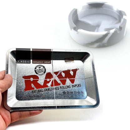 18cmx12.5cm Herb Tobacco Rolling Tray Set Silicone Ashtray Ash Tray 40mm Metal Herbal Grinder Kit Smoking Accessories Good Vibrations Adult Super Store