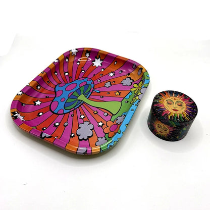 Metal 18X14CM Metal Rolling Maker Tray Kit with 2inch 50MM Smoke Herb Grinder Tobacco Set Spice Herb Tool Gift Good Vibrations Adult Super Store