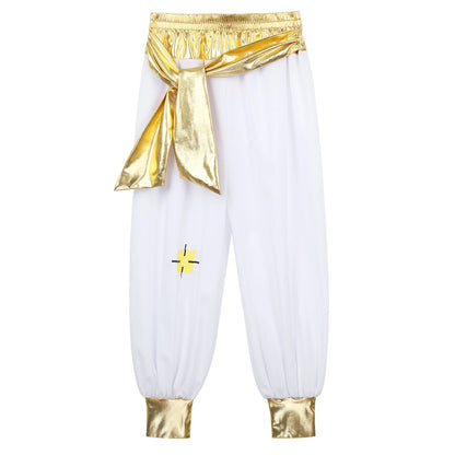 #6-16 Arab Prince Costume Persian Arabian Halloween Role Play Cap Sleeves Vest Waistcoat with Harem Pant Suit Carnival Outfits Good Vibrations