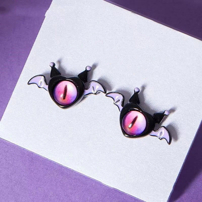 Kiss Jewelry Halloween Little Monster Wing Bat Eye Stud Earrings Women Cute Animal Eye Punk Earring Girls Y2K Brincos Party Gift Good Vibrations