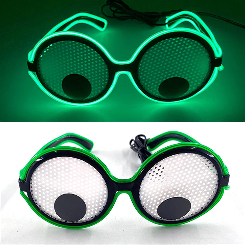 LED Funny Sunglasses Futuristic Soldier Round LED Steampunk Glasses Birthday Halloween Christmas Concert Steampunk Toy Glasses Good Vibrations