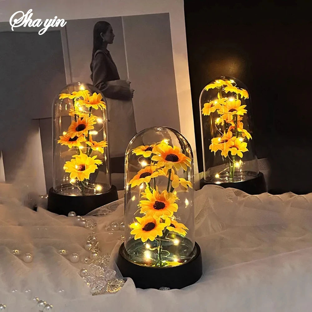 Graduation season gift small sunflower plastic set Mother's Day send wife send mother Valentine's Day eternal flower gift Birthd Good Vibrations