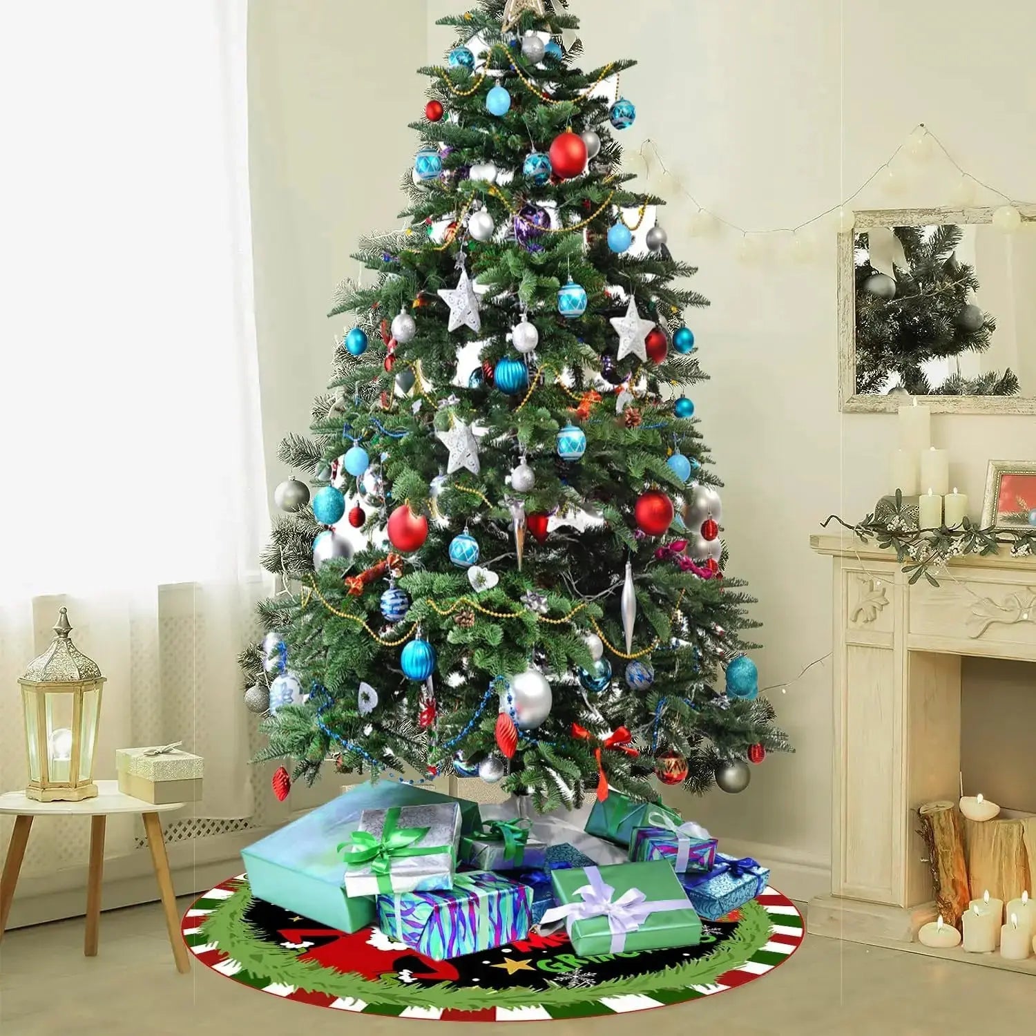 Christmas Tree Skirt 48 inch - Xmas Tree Ornaments - Christmas Ornament - Perfect Holiday Decor for Festive Celebrations Good Vibrations