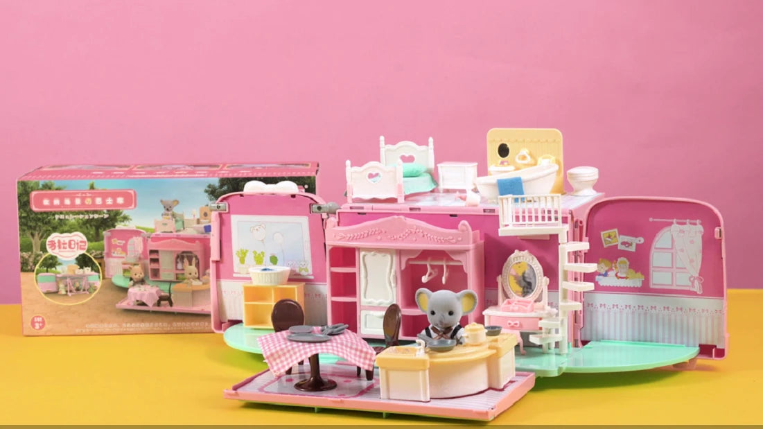 Dollhouse Koala Tour Bus Diary Girl Play House Toy Diy Bedroom Dresser Dining Kitchen Bathroom Shop Pretend Family Toys Girls Good Vibrations
