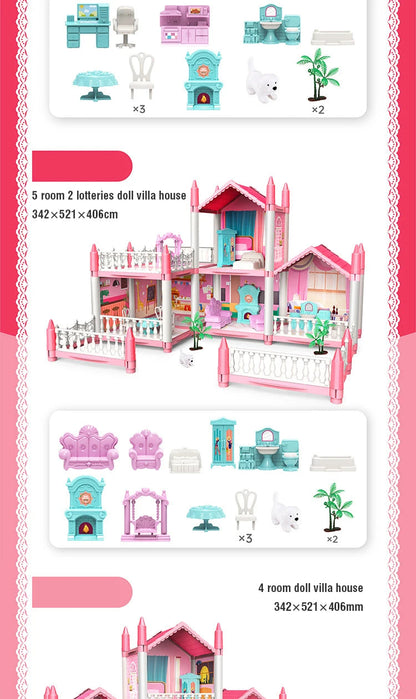DIY Assemble Villa Model Toy House Cartoon Dools Role-Playing Set Fun Puzzle Doll House Household House Playing Toys Good Vibrations