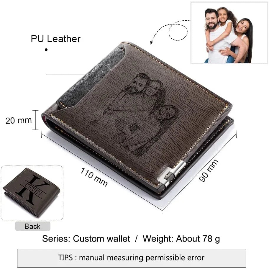 Personalized Photo Wallet for Men Customized Picture Name Wallets for Men Gift for Men Father's Day Valentines Gift for Husband Good Vibrations