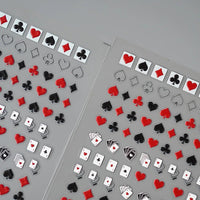 Poker Playing Card Nail Art Stickers 5D Embossed Nail Decoration DIY for Manicure Poker Suit Design Decals Self-Adhesive Supply Good Vibrations