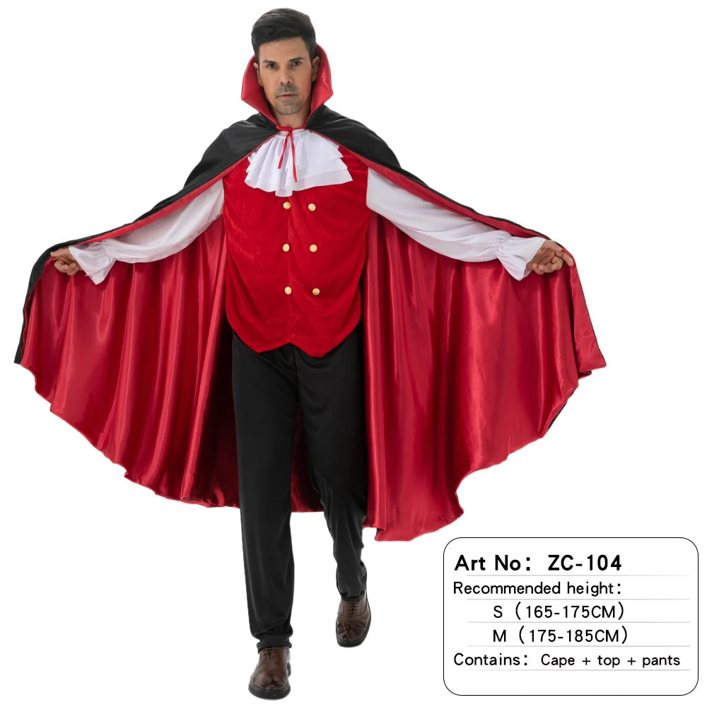 Halloween Vampire Costume Set Adult Cosplay Prop Costume Retro Cloak Celebration Dress Up Good Vibrations