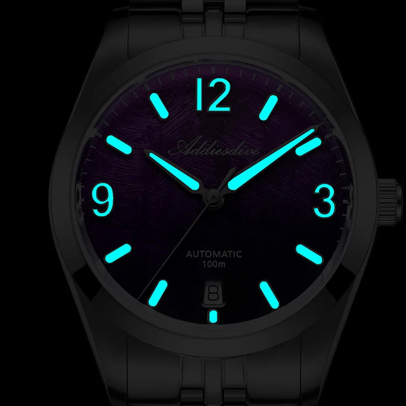 ADDIESDIVE 2026 New Men's Automatic Mechanical Watch 100m Waterproof Sapphire Crystal Calendar Super Luminous Dive Male Watches Good Vibrations