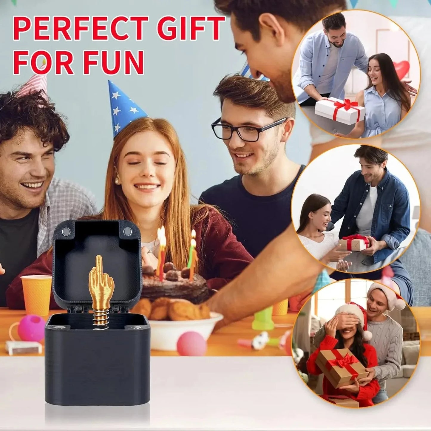 Middle Finger in A Box, Gag Gifts Christmas, Funny Gifts, White Elephont Gifts for Adults, Joke Prank Gag Quirky Gifts for Men Good Vibrations