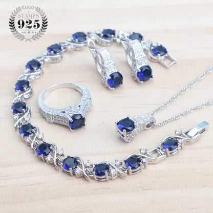 925 Sterling Silver Jewelry Sets For Women Wedding Jewelry Ladies Purple Zircon Earrings Bracelets Set Rings Pendant Necklace Good Vibrations Adult Super Store