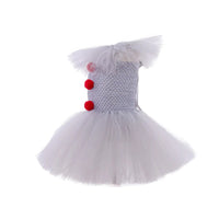 Halloween Costume For Kids Gray Girls Tutu Dress Kids Cosplay Scary Clown Costume Carnival Masquerade Party Dress Up 3-12Y Good Vibrations