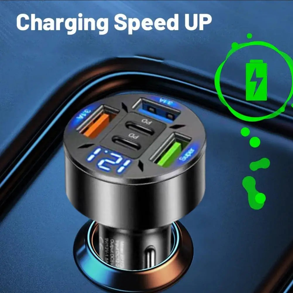 250W 5 Ports Car Charger Fast Charging PD QC3.0 USB C Car Phone Charger Type C Adapter In Car For IPhone Good Vibrations