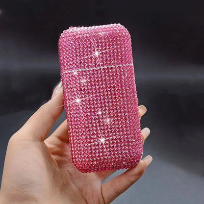 Luxury Rhinestone Cigarette Box with USB Charging Lighter Windproof Portable Smoking Accessories Fashionable Women's Gift Good Vibrations Adult Super Store
