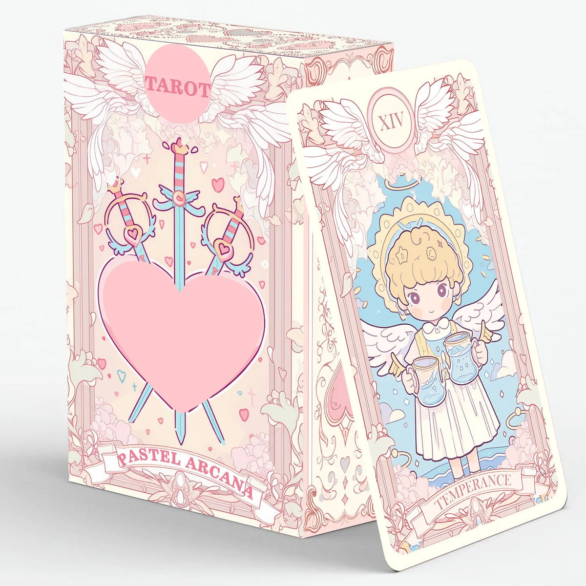 Pastel Arcana Tarot Deck 78 Cards Full Set With Guidebook, 400GSM Thick Paper Cute Kawaii Pastel Tarot Cards, Mystical Oracle Good Vibrations