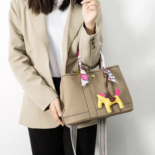 Elegant Ladies Leather Tote Bag Luxury Brand Women's Crossbody Shoulder Bag Fashionable Designer Inspired Handbags Good Vibrations
