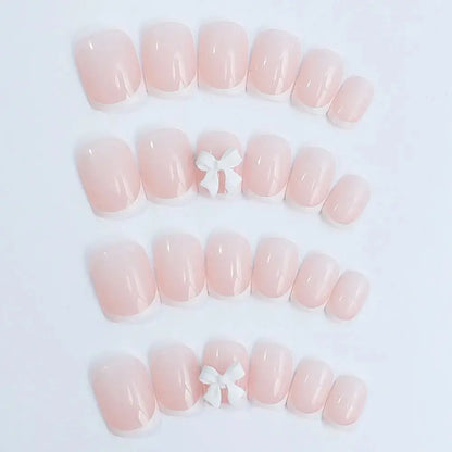 Waterproof Wearable Manicure French Fake Nails Square Head Full Cover Press on Nails False Nail Girl Good Vibrations