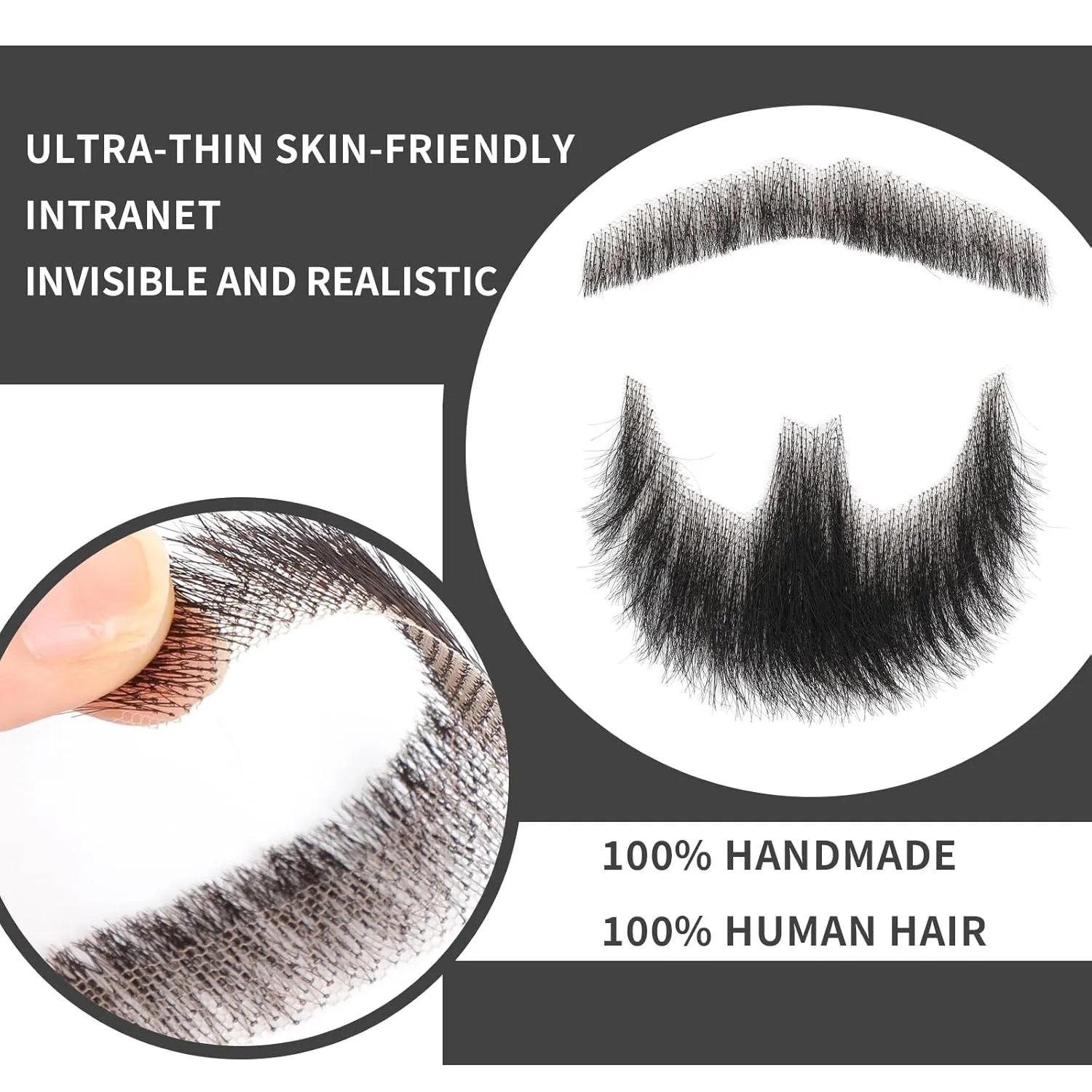 Wigundle Man's Beard Hand Made Real Hair Fake Beard Mustache Fancy Synthetic Invisible for Makeup Fake Hair Cospaly Party Tools Good Vibrations