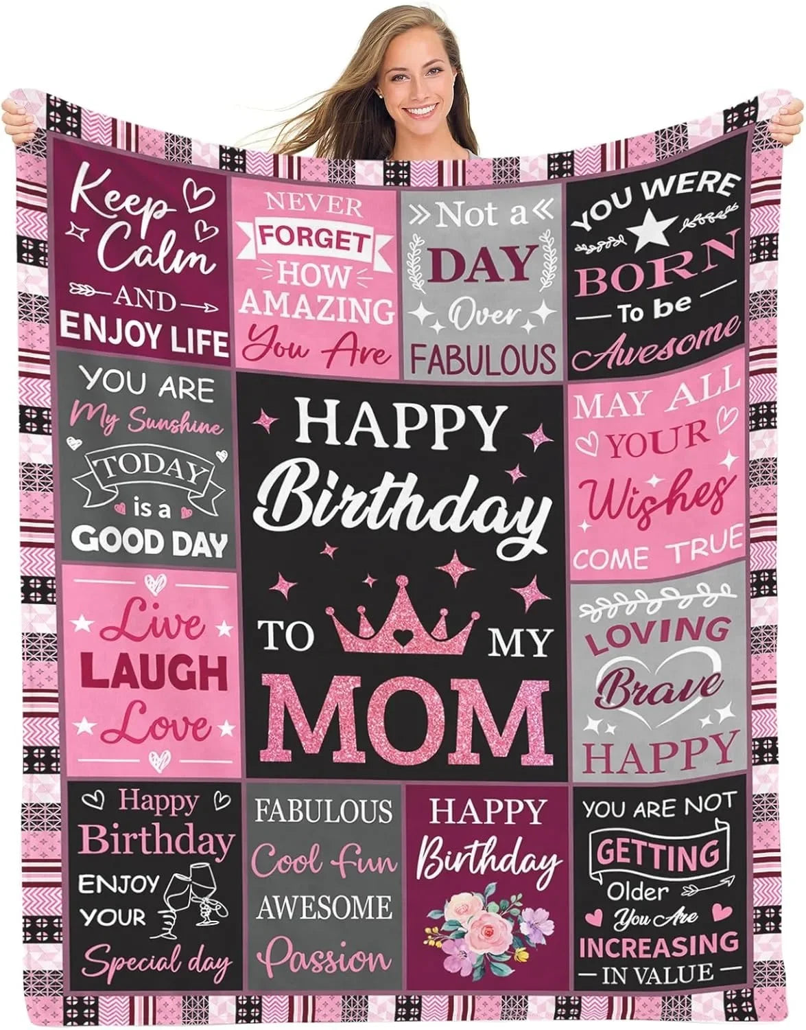 Gifts from Daughter Son for Mother's Day Birthday Mom Gifts Anniversary Unique Gifts for Mom Super Soft Flannel Throw Blankets Good Vibrations