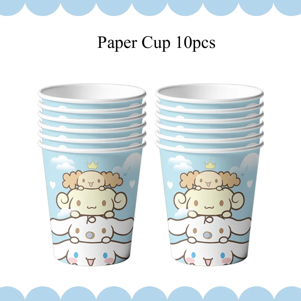 Cartoon Cinnamon Dog Birthday Decoration Mascot Disposable Tableware Plate Tablecloh Cup Baby Shower Girls Party Supplies Good Vibrations
