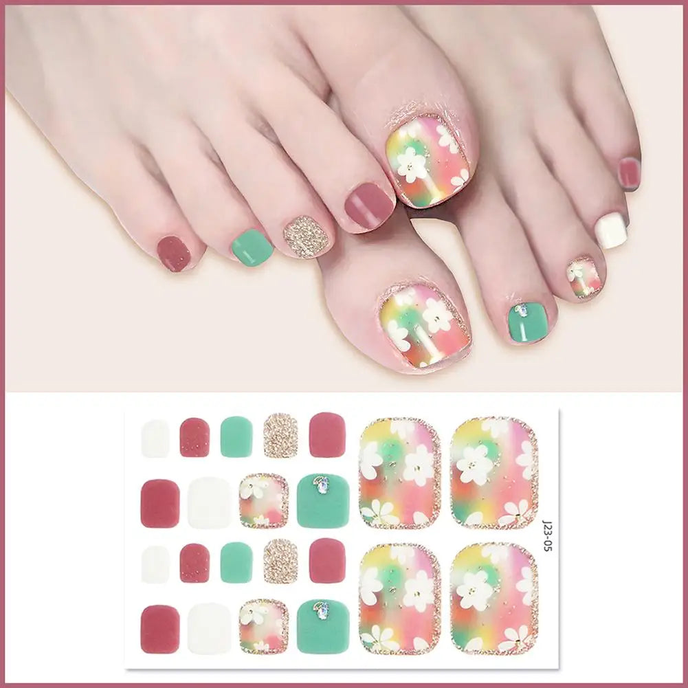 Nail Polish Film Toenail Stickers Solid Color Glitter Toe Nail Art Sticker DIY Waterproof Adhesive Nail Wraps Decals Decors Good Vibrations