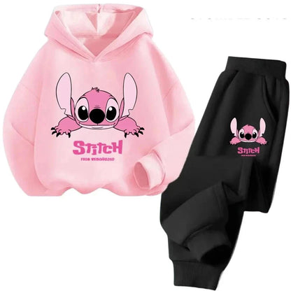 Children Hoodies Stitch Kawaii Fashion Pullover Sweatshirt Anime Trucksuit Manga Cartoons Girls Boy Kids Autumn Casual Clothes Good Vibrations